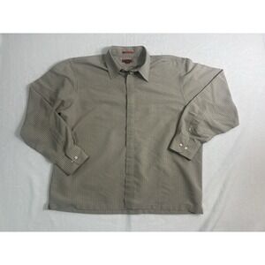 GUESS Men's XL Beige Blue Check Woven Cotton Long Sleeve Button-Up Shirt